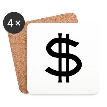 dollar symbol - Dessous de verre (lot de 4) - blanc - Devant