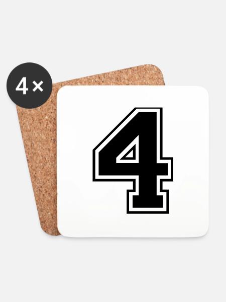 4, Four, Four, number, number - Coasters (set of 4) - white