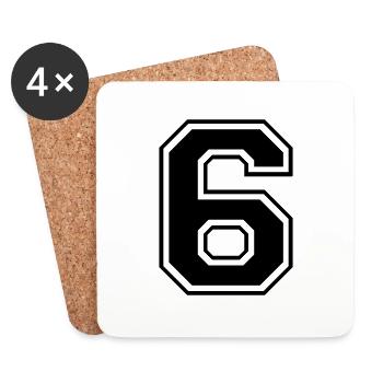 6, Six, number, number - Coasters (set of 4) - white - Front