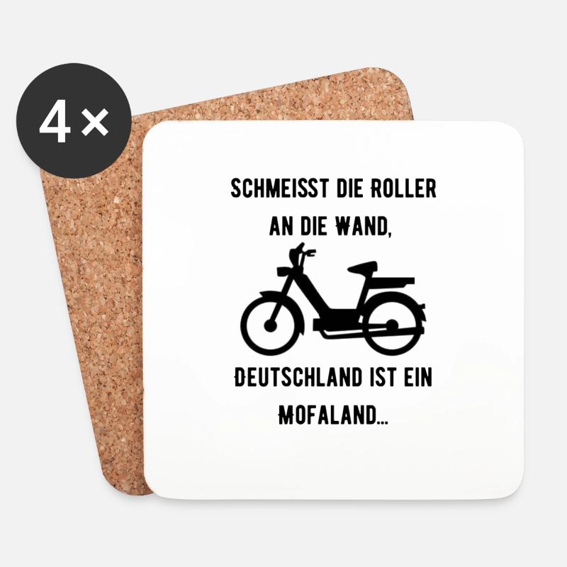 Mofa 80er altes Mofa als Oldtimer mit Spruch - Untersetzer (4er-Set) - Weiß