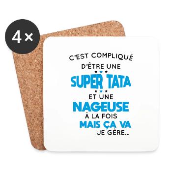 Compliqué d'être une super tata et une nageuse - Dessous de verre (lot de 4) - blanc - Devant