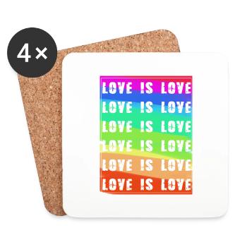 love is love,herzen,bunt,regenbogen,love - Untersetzer (4er-Set) - Weiß - Vorne