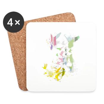 tauben,taube,vögel,vogelschwarm,graffiti,pastell - Untersetzer (4er-Set) - Weiß - Vorne