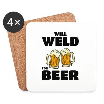 Welding Welder Metal Construction Ironworker Beer - Coasters (set of 4) - white - Front