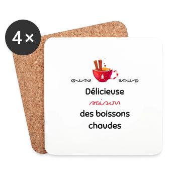 Délicieuse saison des boissons chaudes | Cadeau - Dessous de verre (lot de 4) - blanc - Devant