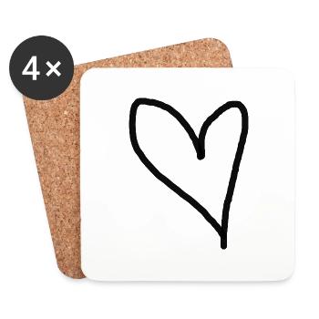 Heart Black Gift Idea Love in Love - Coasters (set of 4) - white - Front