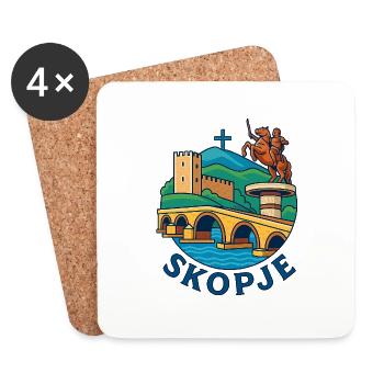 Skopje, Macedonia, North Macedonia - Coasters (set of 4) - white - Front