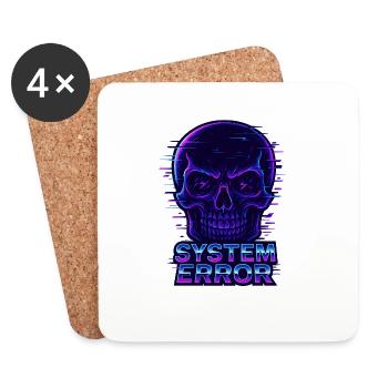 Neon Glitch Skull with System Error Text - Coasters (set of 4) - white - Front