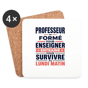 T-shirt professeur humour lundi matin  - Dessous de verre (lot de 4) - blanc - Devant