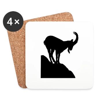 steinbock auf berg Vektor Schwarz - Untersetzer (4er-Set) - Weiß - Vorne