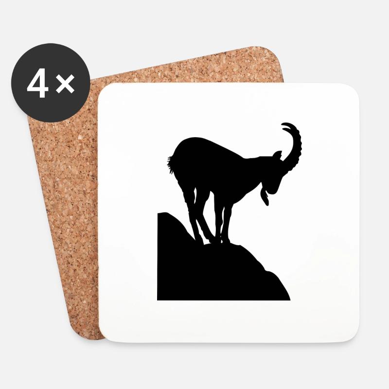 steinbock auf berg Vektor Schwarz - Untersetzer (4er-Set) - Weiß