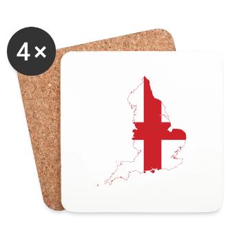 Carte de l'Angleterre - Dessous de verre (lot de 4) - blanc - Devant