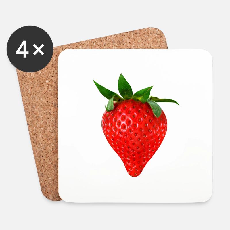 Strawberry Fruit Erdbeere Obst Frucht Früchte - Untersetzer (4er-Set) - Weiß