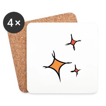 Asterisk. Three colorful stars, hand-drawn. - Coasters (set of 4) - white - Front