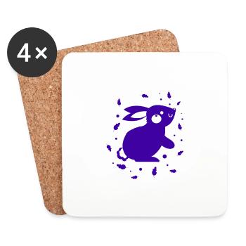 Rabbit - Rabbit - Nature Conservation - Coasters (set of 4) - white - Front