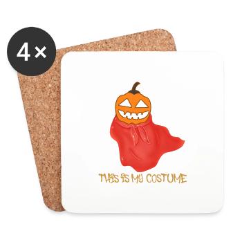 Ceci est mon costume, citrouille, Halloween - Dessous de verre (lot de 4) - blanc - Devant