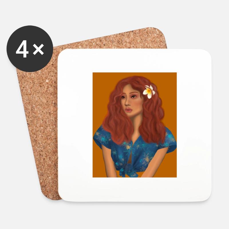 Lady with red hair - Untersetzer (4er-Set) - Weiß