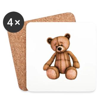 Teddybär - Untersetzer (4er-Set) - Weiß - Vorne