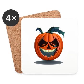 Halloween Kürbis - Untersetzer (4er-Set) - Weiß - Vorne