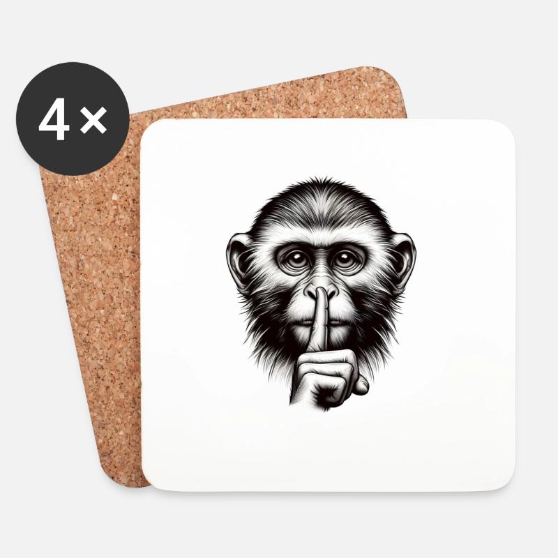 Silent Monkey - Logo - Coasters (set of 4) - white