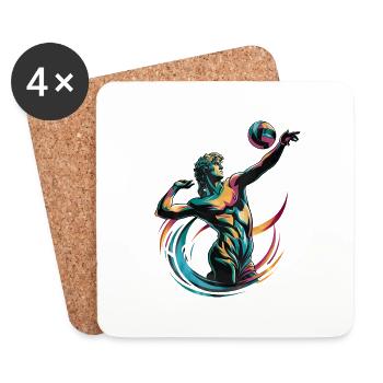Volley-ball - Dessous de verre (lot de 4) - blanc - Devant