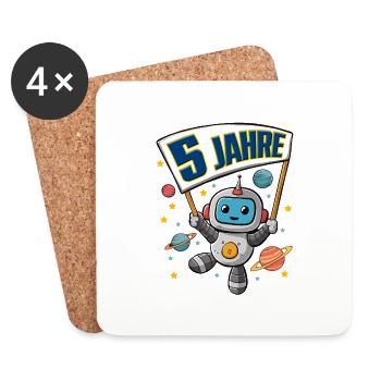 5. Geburtstag kleiner Raumfahrer Astronaut 5 Jahre - Untersetzer (4er-Set) - Weiß - Vorne
