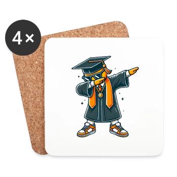 Cool Graduate Dab Pose Illustration - Coasters (set of 4) - white - Front