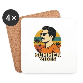 Sommer Vibes Retro Design - Untersetzer (4er-Set) - Weiß - Vorne