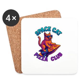 Pizza SpaceCat - Coasters (set of 4) - white - Front