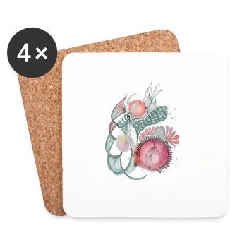 Sea of Flowers Wave Art - Coasters (set of 4) - white - Front