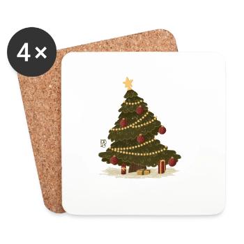 Christmas tree with fairy lights - Coasters (set of 4) - white - Front