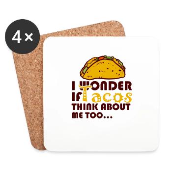 Funny Taco Saying, Humour Mexicain, Taco - Dessous de verre (lot de 4) - blanc - Devant