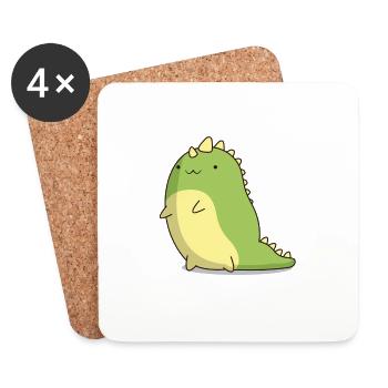 Dinosaures Dino Kawaii - Dessous de verre (lot de 4) - blanc - Devant
