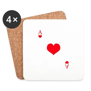 Jeu de cartes as de cœur - Dessous de verre (lot de 4) - blanc - Devant