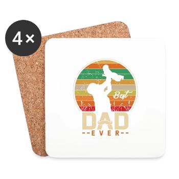 Les meilleurs cadeaux pour la fête des pères de tous les temps - Dessous de verre (lot de 4) - blanc - Devant