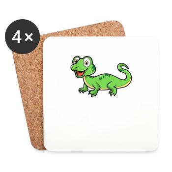 Illustration de lézard de dessin animé - Dessous de verre (lot de 4) - blanc - Devant