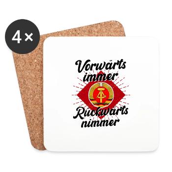 DDR Vorwärts Immer Rückwärts Nimmer - Untersetzer (4er-Set) - Weiß - Vorne