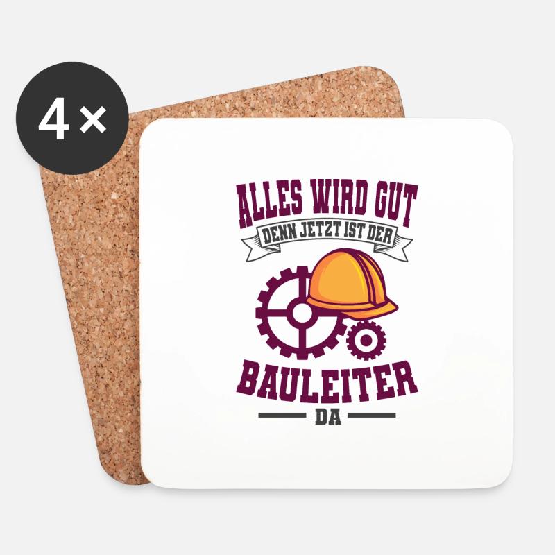 Bauprojektleiter Baustellenleiter Bauunternehmer - Untersetzer (4er-Set) - Weiß