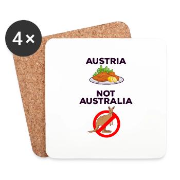 Austria not Australia - Schnitzel no Kangoroo - Coasters (set of 4) - white - Front
