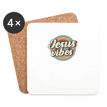 Jésus Vibes Chrétien - Dessous de verre (lot de 4) - blanc - Devant