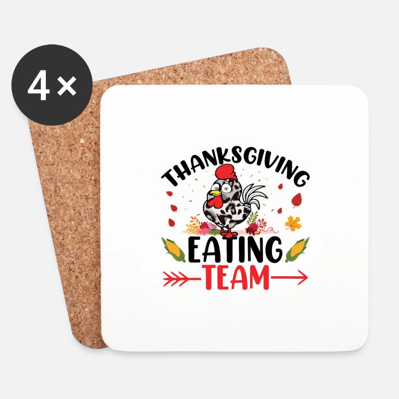 Équipe de restauration de Thanksgiving - Dessous de verre (lot de 4) - blanc