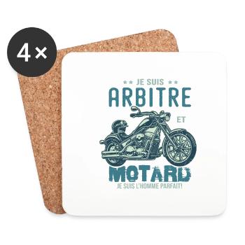 motard le meilleur arbitre le meilleur - Dessous de verre (lot de 4) - blanc - Devant