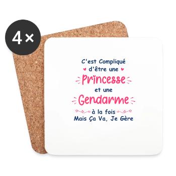 Princesse gendarme - Dessous de verre (lot de 4) - blanc - Devant