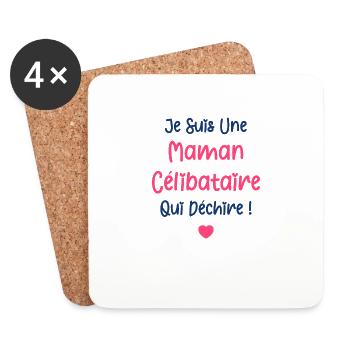 maman célibataire - Dessous de verre (lot de 4) - blanc - Devant