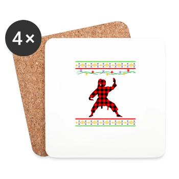 Karate Weihnachten - Untersetzer (4er-Set) - Weiß - Vorne