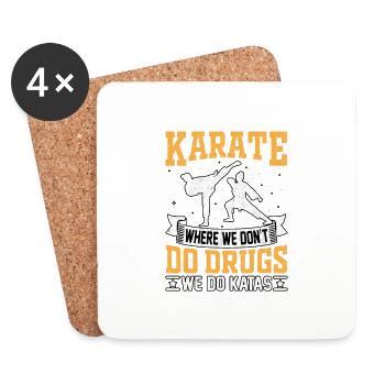 Karate where we don't do drugs we do Katas - Coasters (set of 4) - white - Front