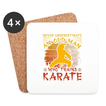 Unterschätze niemals einen alten Mann, der Karate trainiert - Untersetzer (4er-Set) - Weiß - Vorne