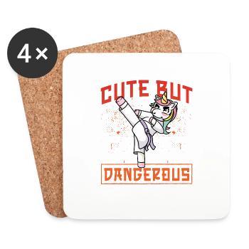Karaté Licorne - Dessous de verre (lot de 4) - blanc - Devant