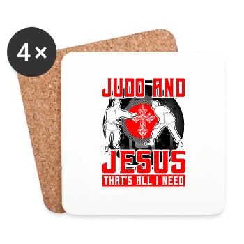 Judo und Jesus, das ist alles, was ich brauche - Untersetzer (4er-Set) - Weiß - Vorne