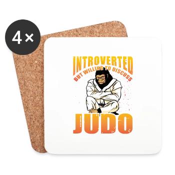 Introvertiert, aber bereit, über Judo zu diskutieren - Untersetzer (4er-Set) - Weiß - Vorne